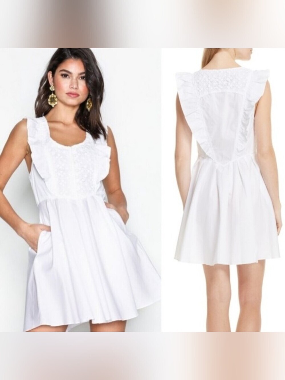 Free People Half Moon Mini Dress Size XS White Crochet Lace Cottagecore Romantic